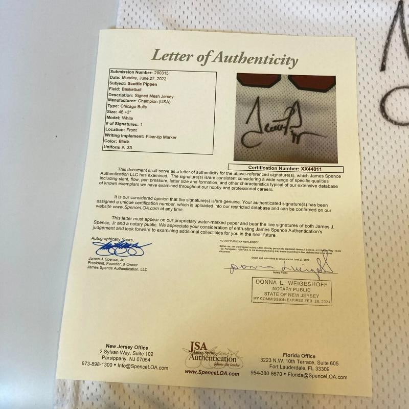 Scottie Pippen Signed 199495 Pro Cut Chicago Bulls Jersey JSA COA - 2