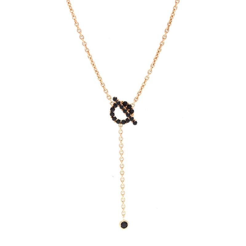 Hermes Finesse Lariat Pendant Necklace 18K Rose Gold and Black Spinels: Condition Preowned GoodBrand HermesMain Stone Spinel BlackMetal 18K Rose GoldMetal Purity 18KStyle LariatType NecklaceColor Rose GoldMaterial 18K Rose Gold Spinel Estimated Retail Price 3050