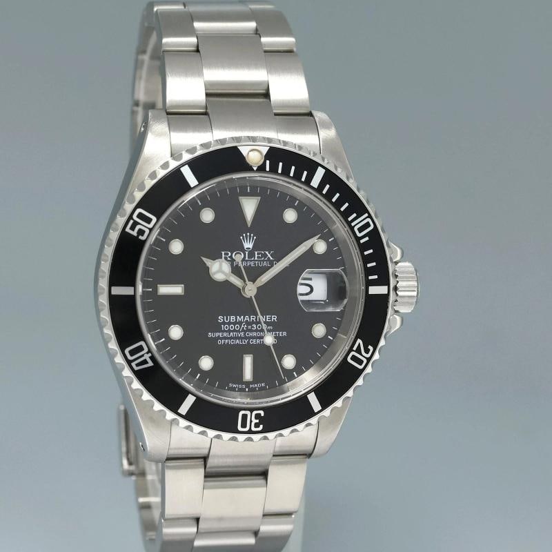 MINT 2001 PAPERS Rolex Submariner Date 16610 Steel PreCeramic Black 40mm Watch - 3