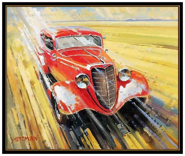 Willem Heytman Original Oil Painting on Canvas Ford Automobile Signed Framed Art - 2