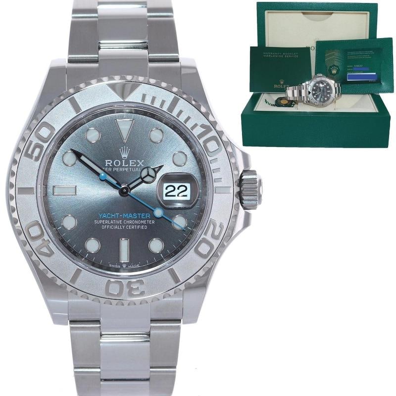 2022 NEW PAPERS Rolex 126622 YachtMaster Steel Platinum Rhodium Blue Watch Box: Condition Preowned ExcellentReference Number 126622Model Rolex YachtMasterDial Color RhodiumBezel Color RhodiumBand Material SteelCase Material PlatinumBrand RolexDepartment MenType WristwatchCountry