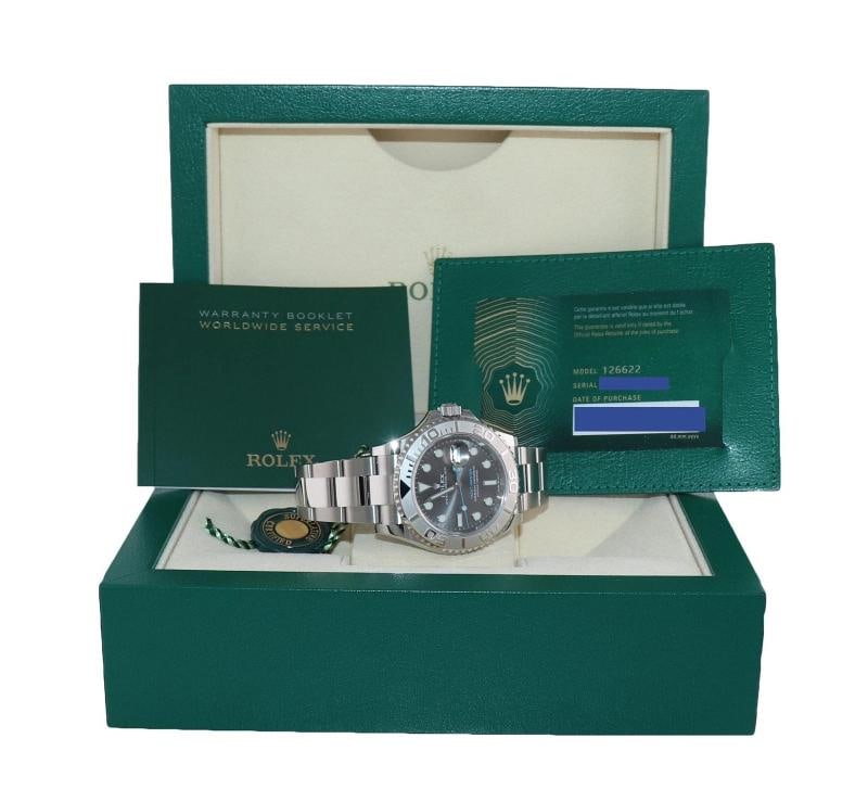 2022 NEW PAPERS Rolex 126622 YachtMaster Steel Platinum Rhodium Blue Watch Box - 7