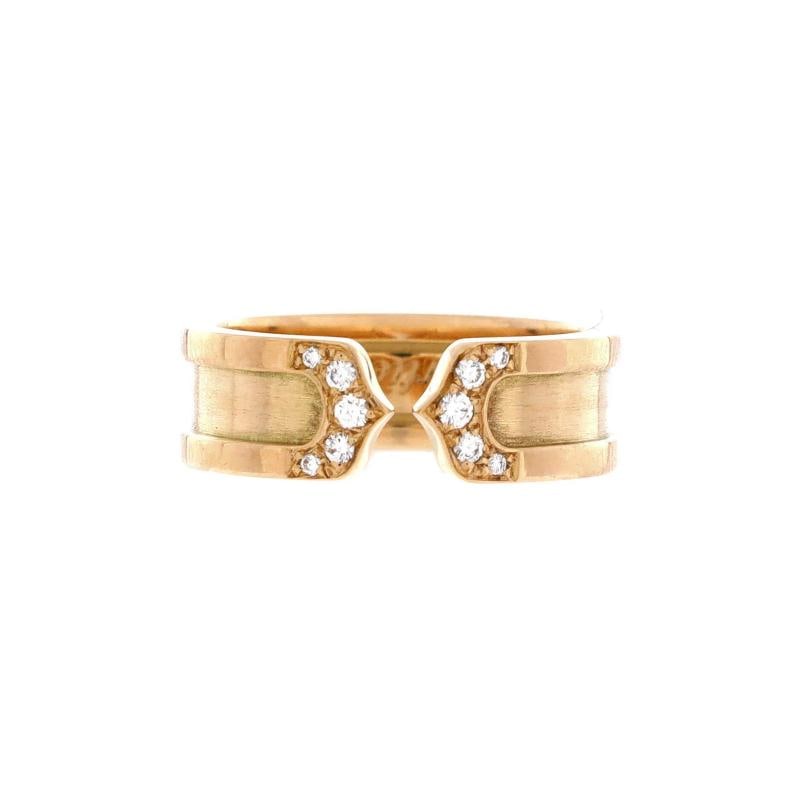 Cartier C de Cartier Ring 18K Yellow Gold with Diamonds 65mm: Condition Preowned GoodBrand CartierMain Stone DiamondMetal 18K Yellow GoldMetal Purity 18KRing Size 6 52Type RingColor Yellow GoldStyle 18K Yellow Gold With DiamondsMaterial Unknown 