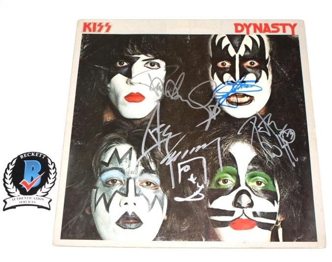 KISS BAND SIGNED DYNASTY ALBUM VINYL RECORD BECKETT COA x4 GENE PAUL PETER ACE: Industry MusicAutograph Authentication BeckettObject Type RecordOriginalReproduction OriginalFeatured Refinements Signed LPCountry of Origin United States 