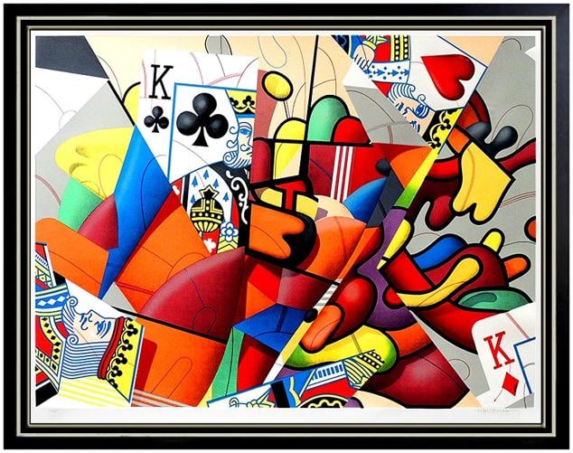 YANKEL GINZBURG Serigraph Kings Original SIGNED RARE Large 34x46 Abstract Art - 2