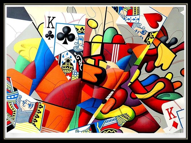 YANKEL GINZBURG Serigraph Kings Original SIGNED RARE Large 34x46 Abstract Art - 3