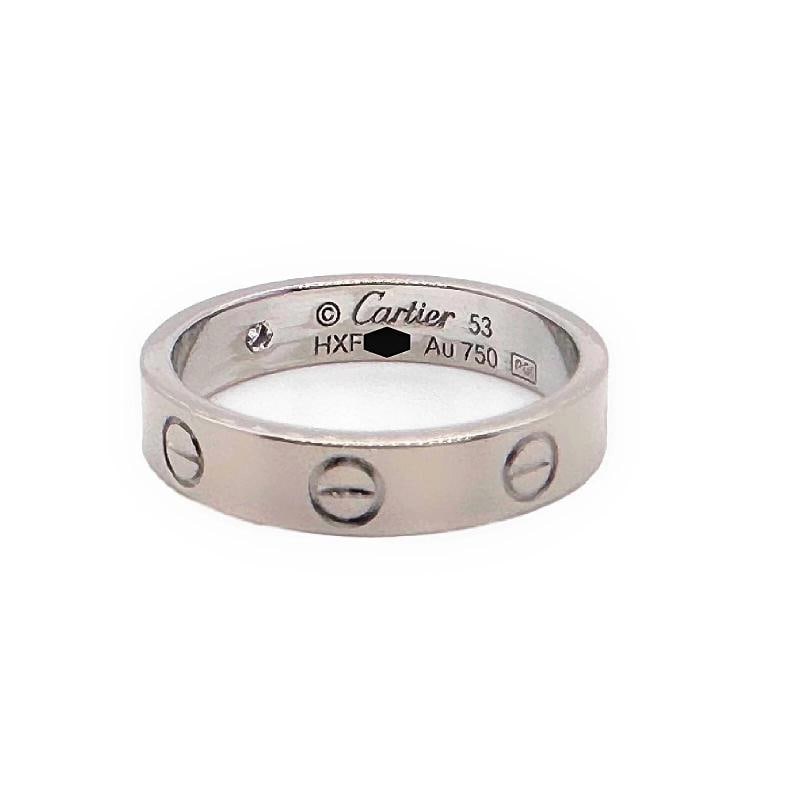 Cartier LOVE Wedding Band Ring 18kt White Gold with Diamonds SZ 53 - 11