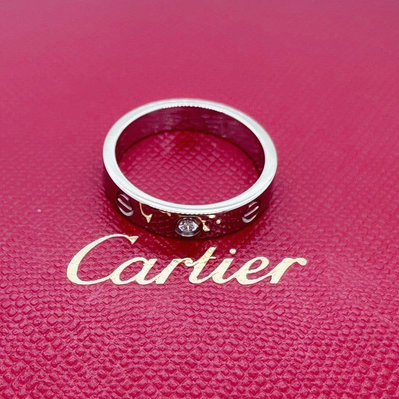 Cartier LOVE Wedding Band Ring 18kt White Gold with Diamonds SZ 53 - 14