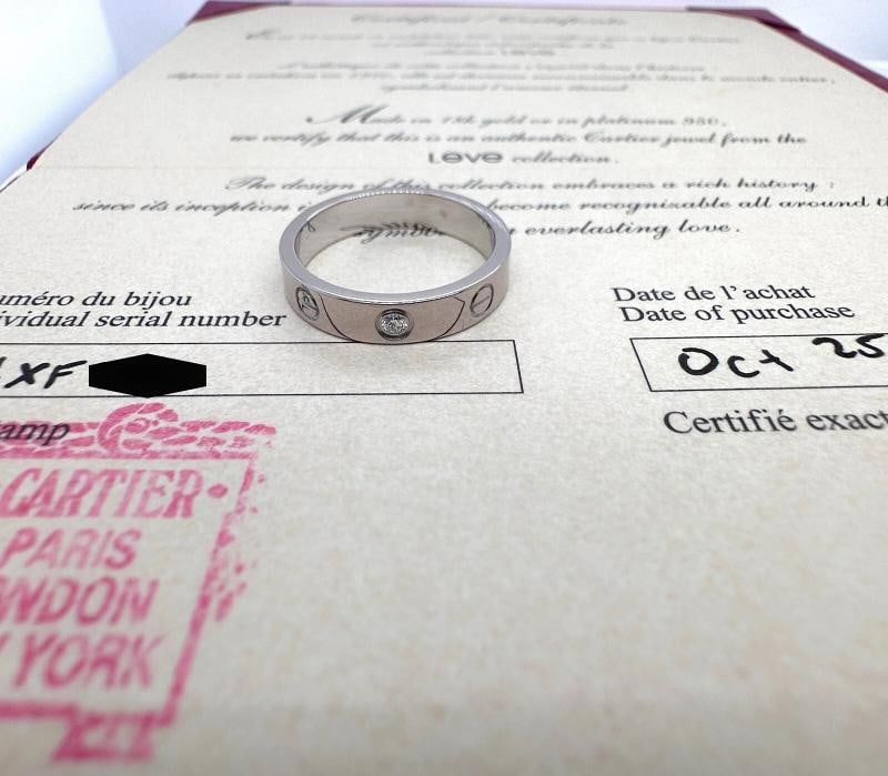 Cartier LOVE Wedding Band Ring 18kt White Gold with Diamonds SZ 53 - 16