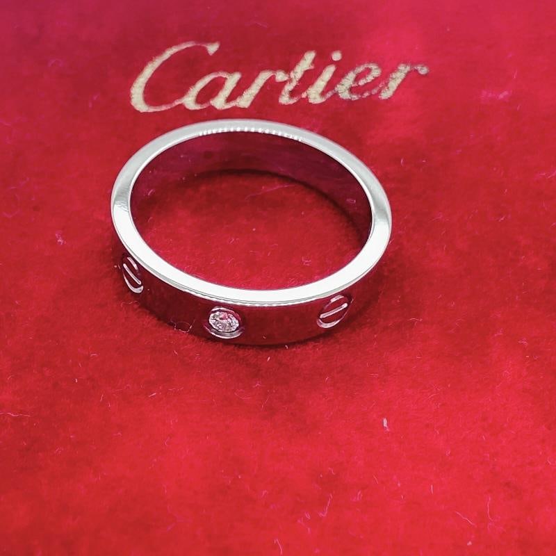 Cartier LOVE Wedding Band Ring 18kt White Gold with Diamonds SZ 53 - 17
