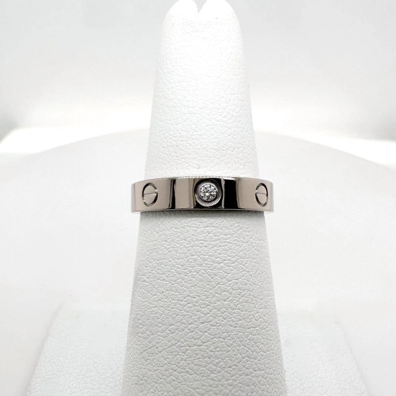 Cartier LOVE Wedding Band Ring 18kt White Gold with Diamonds SZ 53 - 8
