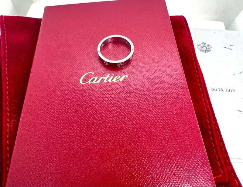 Cartier LOVE Wedding Band Ring 18kt White Gold with Diamonds SZ 53 - 9