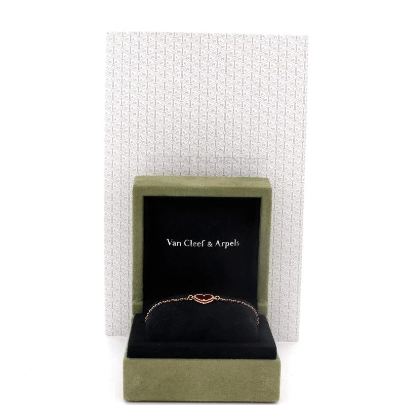 Van Cleef Arpels Sweet Alhambra Heart Bracelet 18K Rose Gold with Carnelian - 2