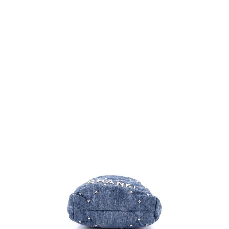 Chanel 22 Chain Hobo Quilted Studded Denim Mini - 4
