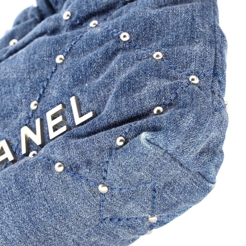 Chanel 22 Chain Hobo Quilted Studded Denim Mini - 6