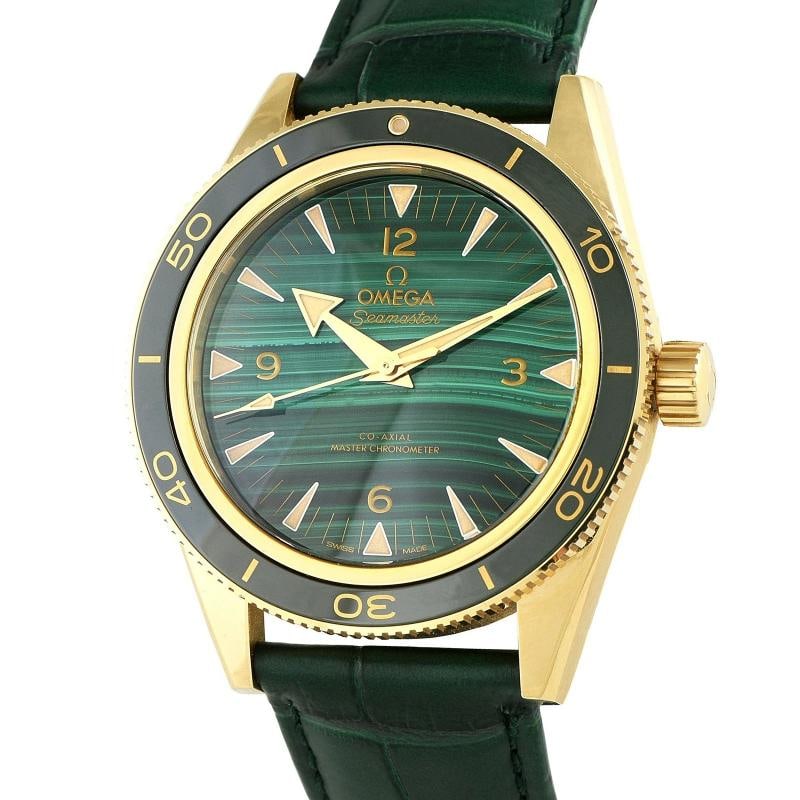 Omega Seamaster 300 Malachite Dial Yellow Gold Watch 23463412199001 - 2
