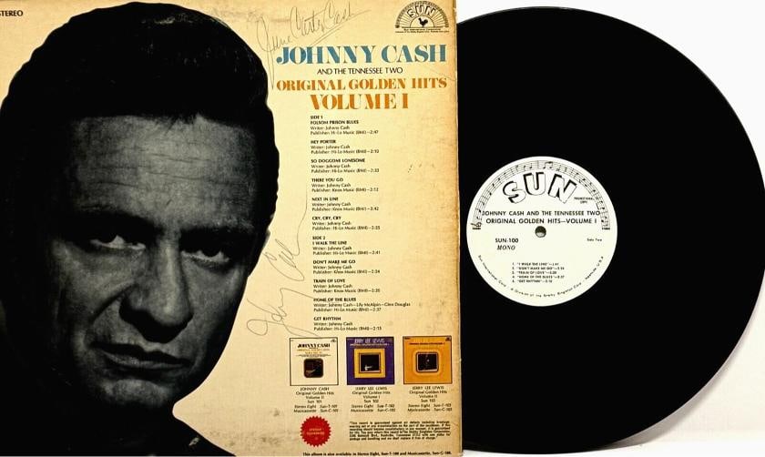 JOHNNY CASH JUNE CARTER CASH Signed LP Cover Original Golden Hits Volume 1 JSA (1 of 5)