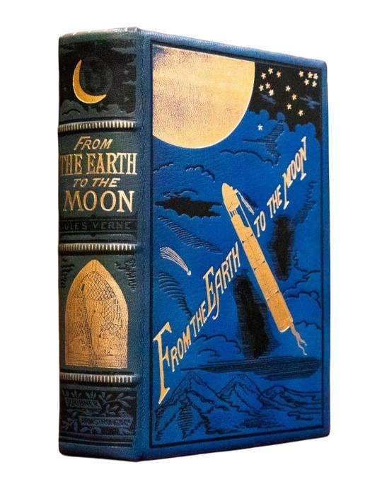 Jules Verne From the Earth to the Moon 1st Edition 1874: Author Jules VerneCountry of Origin United States of AmericaPublisher Scribner Armstrong CompanyYear Printed 1874Special Attributes 1st EditionBinding LeatherSubject IllustratedOriginalFacsimile