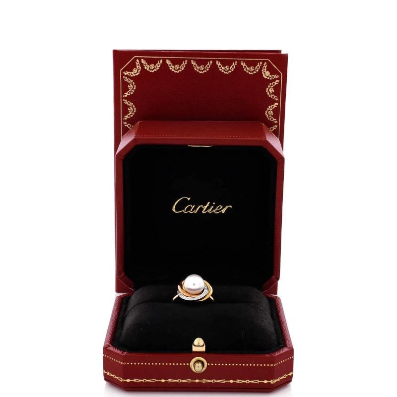Cartier Trinity Pearl Ring 18K Tricolor Gold with Pearl and Diamonds 14mm - 2