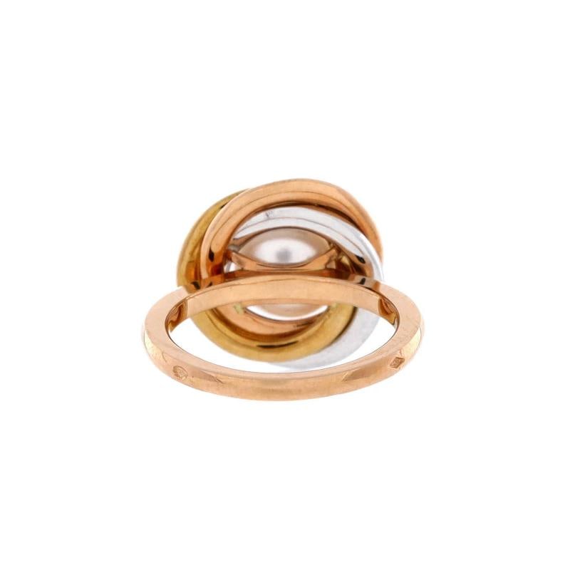 Cartier Trinity Pearl Ring 18K Tricolor Gold with Pearl and Diamonds 14mm - 3