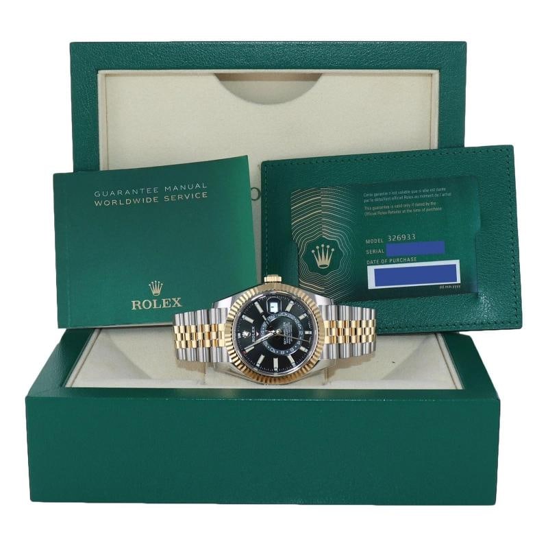 2021 NEW PAPERS Rolex SkyDweller 326933 Black Two Tone Yellow Gold Jubilee - 7