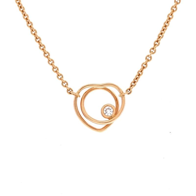 Hermes Vertige Coeur Pendant Necklace 18K Rose Gold with Diamond XS (1 of 3)