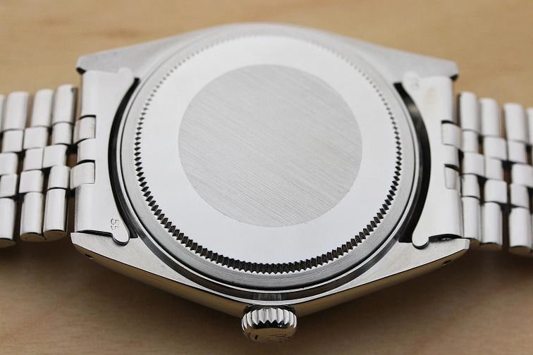 ROLEX MENS DATEJUST 1601 18K WHITE GOLD STAINLESS STEEL BLACK DIAMOND WATCH - 7