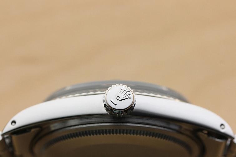 ROLEX MENS DATEJUST 1601 18K WHITE GOLD STAINLESS STEEL BLACK DIAMOND WATCH - 8