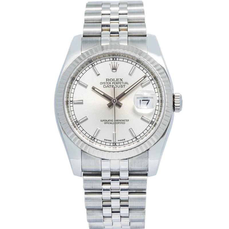 Rolex Datejust 116234 Jubilee Stainless Steel Silver Dial Auto Unisex Watch 36mm: Condition Preowned Good This item has been gently used but is in good condition It might have a few signs of wear like light scratches or tarnishing Brand RolexREFERENCE 116234Movement
