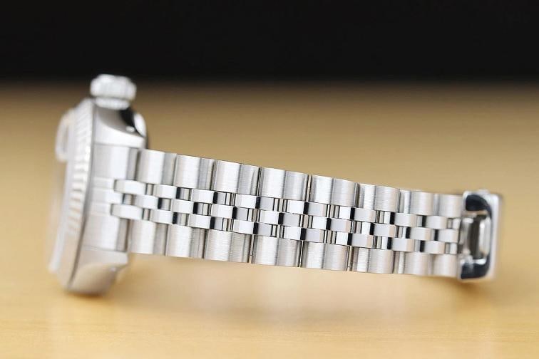 ROLEX LADIES DATEJUST 69174 BLUE VIGNETTE DIAMOND 18K WHITE GOLD STEEL WATCH - 5