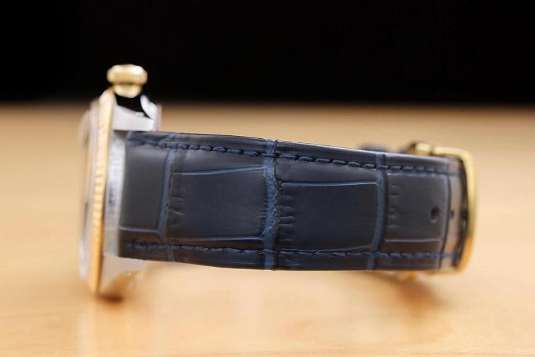 ROLEX MENS DATEJUST 16013 BLACK 18K GOLD STAINLESS STEEL BLUE LEATHER BAND WATCH - 5