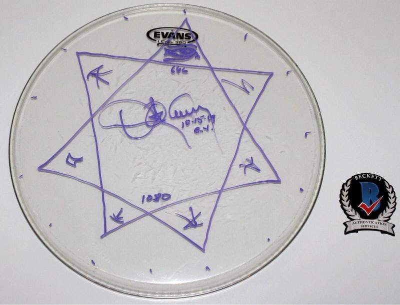DANNY CAREY TOOL DRUMMER SIGNED 101519 CONCERT USED STAGE DRUMHEAD BECKETT COA: Country of Origin United StatesIndustry MusicAutograph Authentication BeckettObject Type DrumheadOriginalReproduction Original 