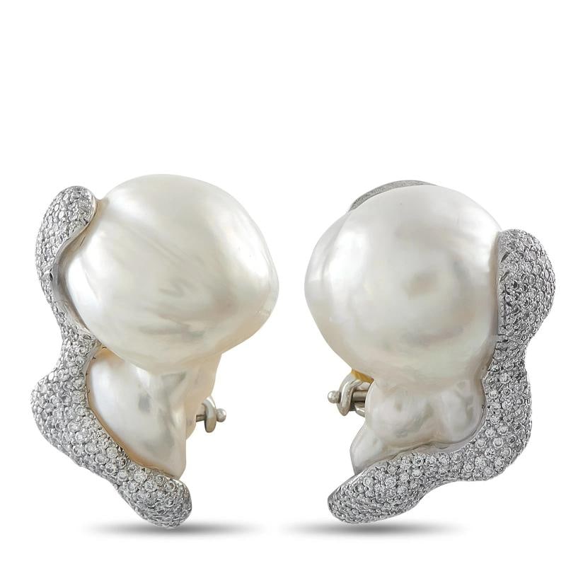 Yvel 18K White Gold 215ct Diamond and Baroque Pearl Earrings YV19112125: Condition Preowned Good This item has been gently used but is in good condition It might have a few signs of wear like light scratches or tarnishing All imperfections should be shown and described
