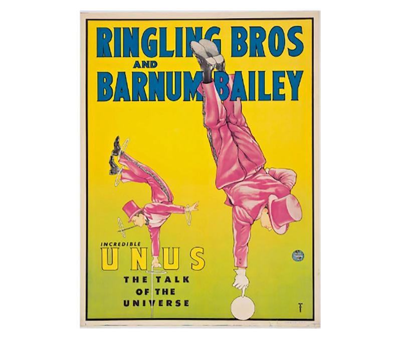 Original Vintage 1948 Ringling Bros and Barnum Bailey Poster Incredible Unus (1 of 2)