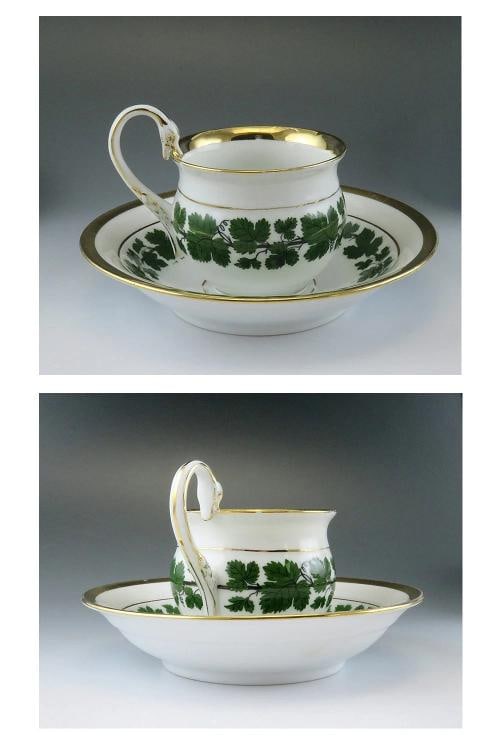 Fantastic 17pc Meissen Full Green Vine Gilt Tea Coffee Cup and Saucer Set - 5