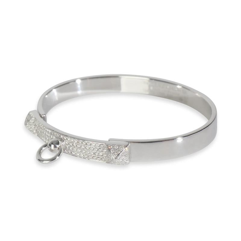 Hermƒs White Gold Diamond Collier de Chien Bracelet - 2