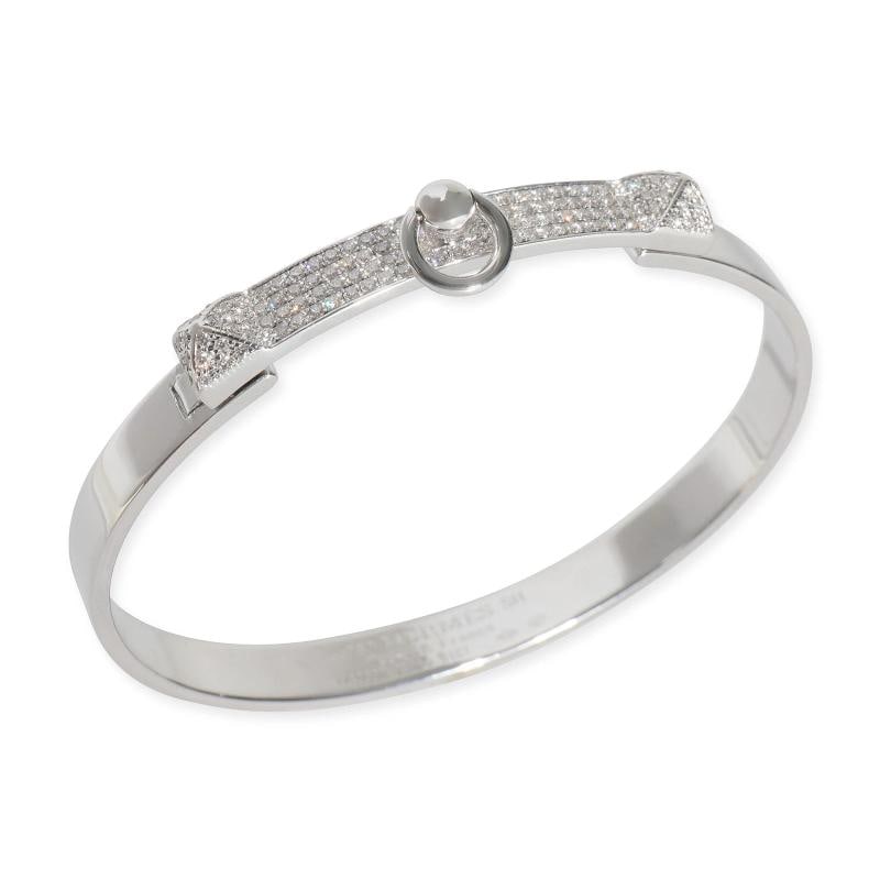 Hermƒs White Gold Diamond Collier de Chien Bracelet - 4