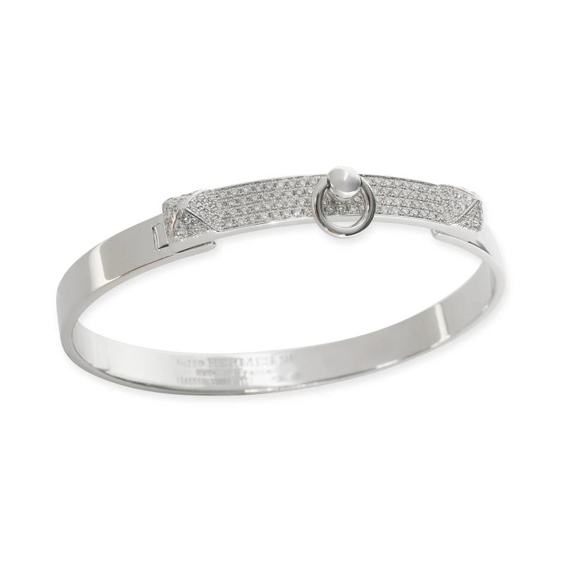 Hermƒs White Gold Diamond Collier de Chien Bracelet - 5