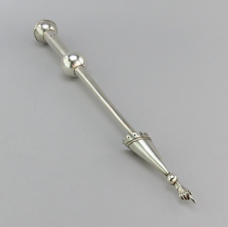 Rare Imperial Russian 1861 84 Silver Yad Torah Pointer St Petersburg Judaica - 2