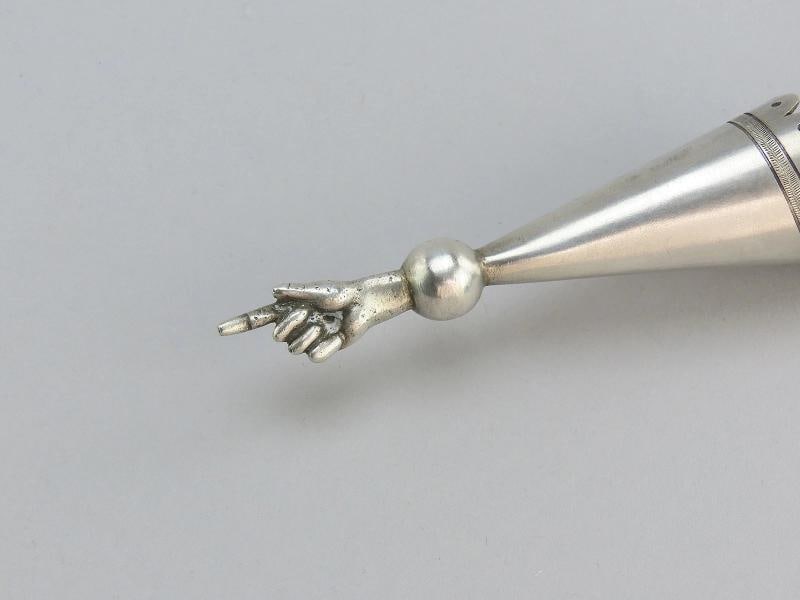 Rare Imperial Russian 1861 84 Silver Yad Torah Pointer St Petersburg Judaica - 8