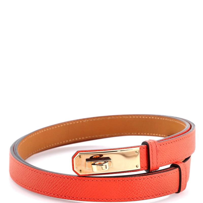 Hermes Kelly Belt Leather Thin: Condition Preowned GoodBrand HermesColor RedSize ThinType BeltsMaterial LeatherDepartment WomenStyle LeatherSize Type Regular Condition Great Light scuffs and wear throughout scratches on hardware Acc