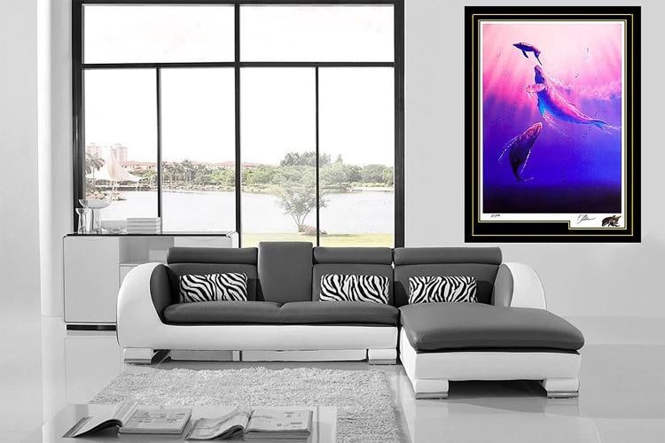 Christian Riese Lassen Sea Down Original Large Lithograph Dolphins Signed Art - 2