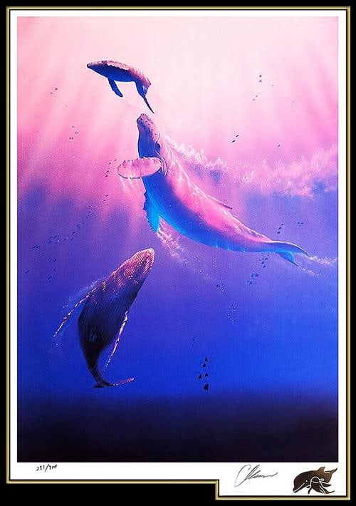 Christian Riese Lassen Sea Down Original Large Lithograph Dolphins Signed Art - 3