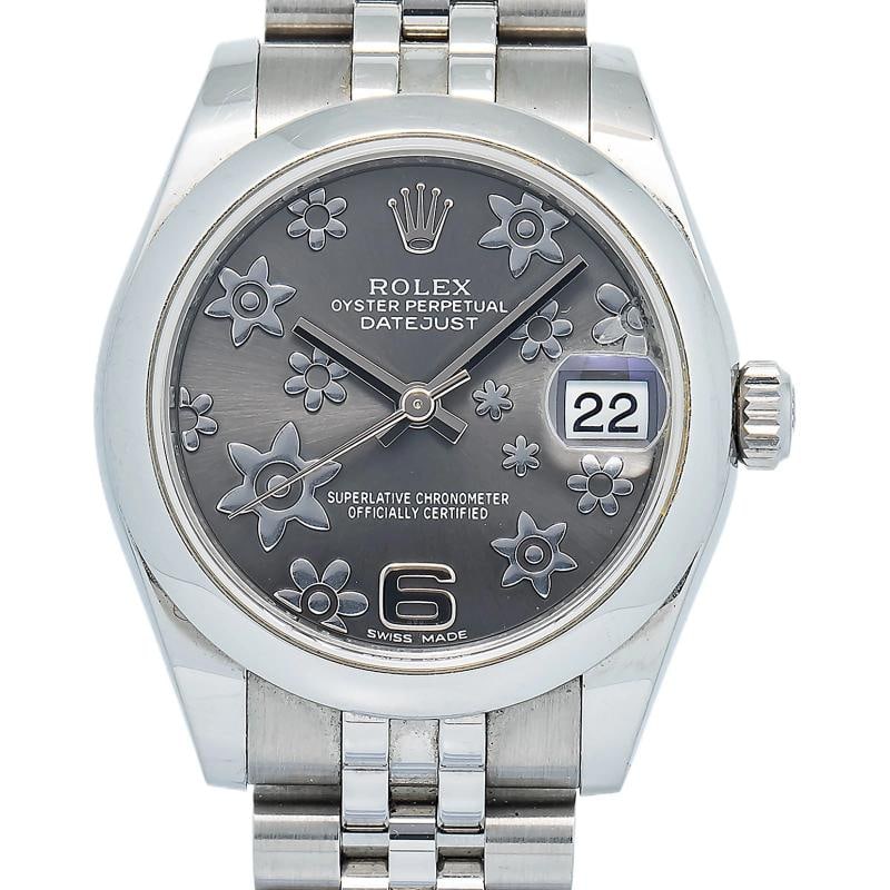 Rolex Datejust 178240 2016 Card Midsize SS Jubilee Grey Floral Dial Auto 31mm - 2