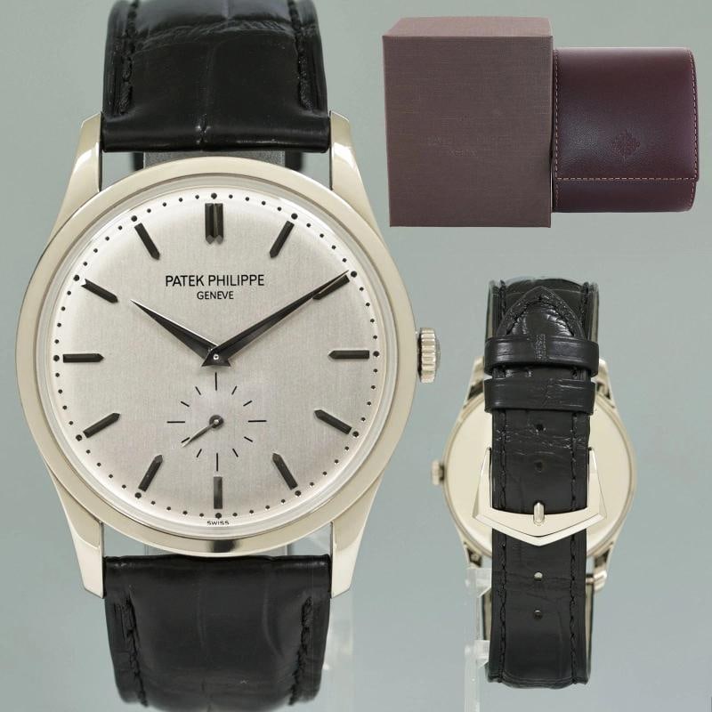 MINT Patek Philippe 5196G 37mm White Gold Calatrava Black Leather Watch Box (1 of 7)