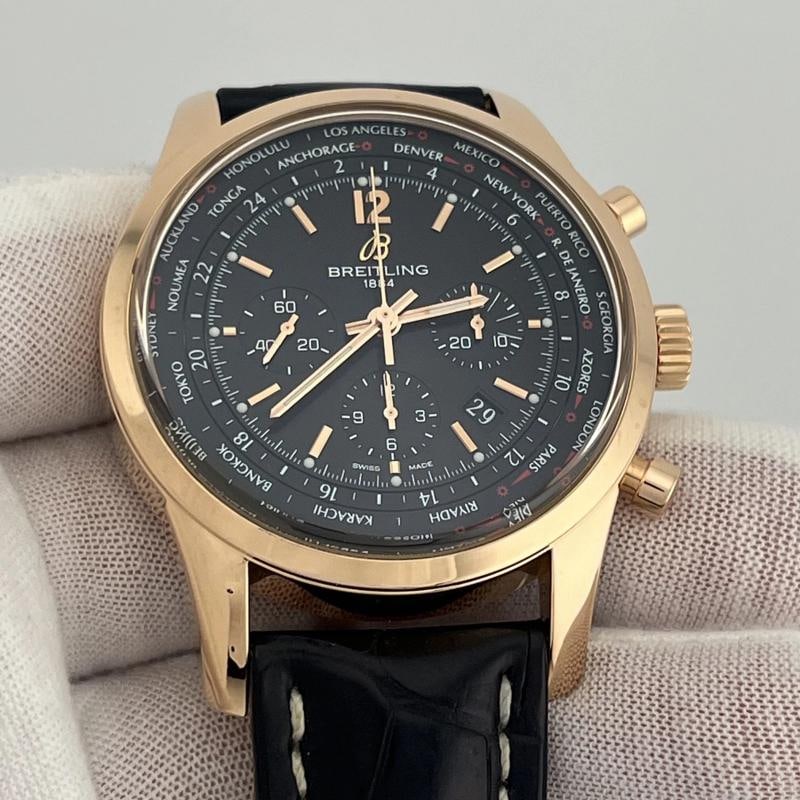 Breitling Transocean Chronograph Unitime RB0510 46mm Black Dial Rose Gold (1 of 7)