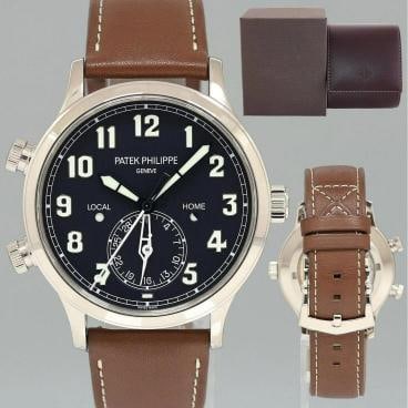 MINT 5524G Patek Philippe Blue Leather White Gold Travel Time 42mm Watch (1 of 7)