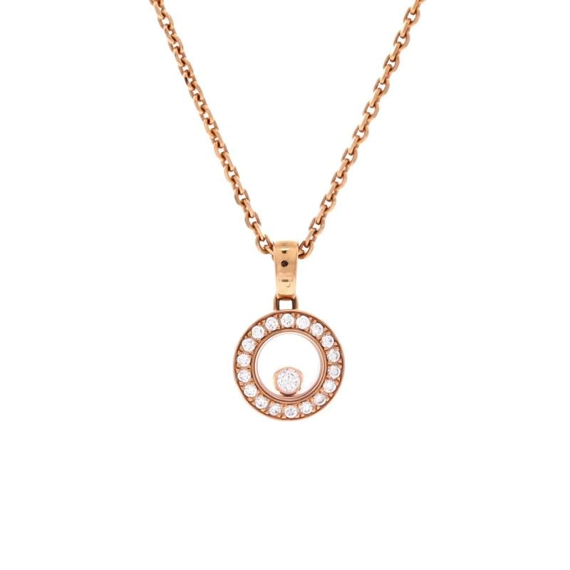 Chopard Happy Diamonds Round Pendant Necklace 18K Rose Gold with Diamonds and 1 (1 of 3)
