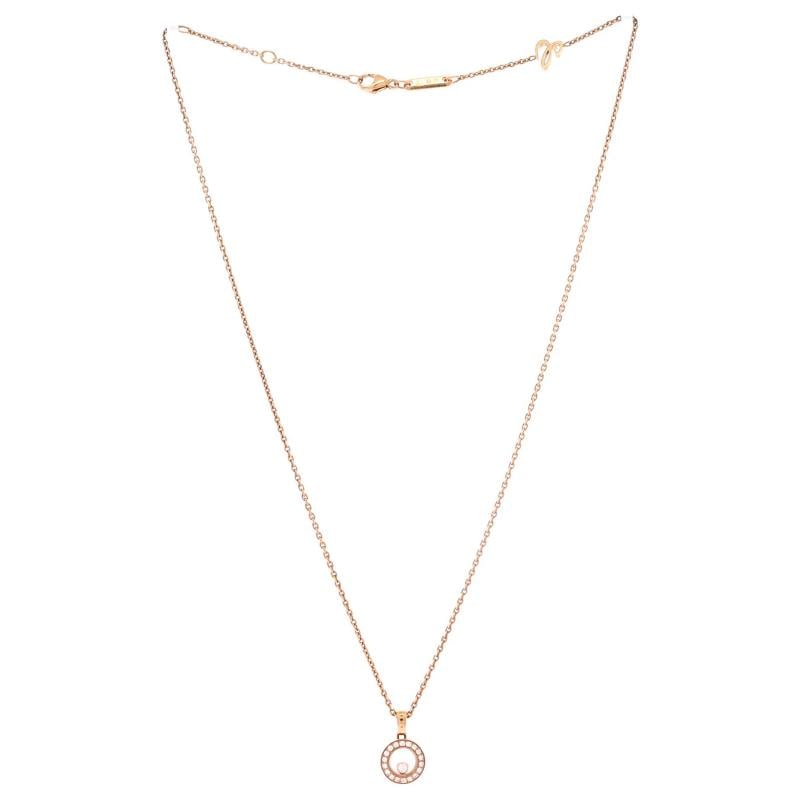 Chopard Happy Diamonds Round Pendant Necklace 18K Rose Gold with Diamonds and 1 - 2