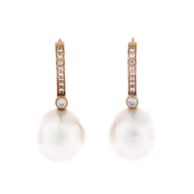Tiffany & Co. South Sea Noble Dangle Earrings 18k Rose Gold with Cultured Pearls: Measurements: Height/Length: 26.35 mm, Width: 11.35 mm . Condition: Pre-owned - Good,Brand: Tiffany & Co.,Main Stone: Diamond,Metal: 18K Rose Gold,Metal Purity: 18K,Style: Earrings,Type:
